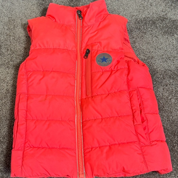 Converse Girls' Bright Pink Quilted Puffer Vest Size 6 Full Zipper w/ Pockets - Picture 8 of 11